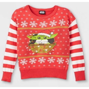 NEW Star Wars Toddler Girl Mandalorian The Child Baby Yoda Knit Ugly Sweater 18M